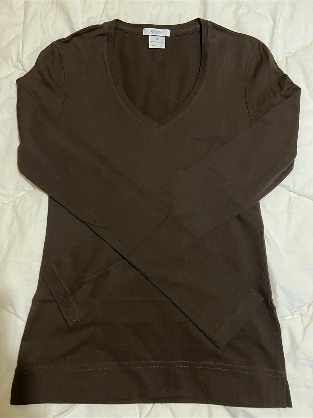 Aeve Women's Brown V-Neck Long Sleeve Tee